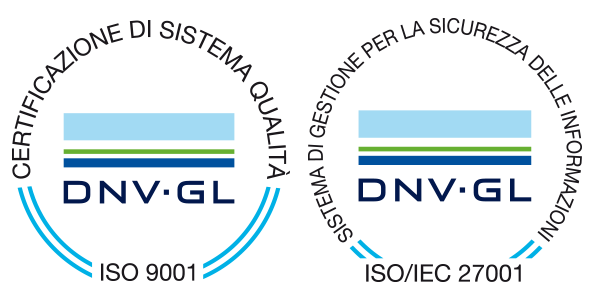 DNV Sistema Integrato di Gestione per la Qualità  e la Sicurezza delle Informazioni secondo gli standard internazionali ISO 9001:2015 e ISO/IEC 27001:2013